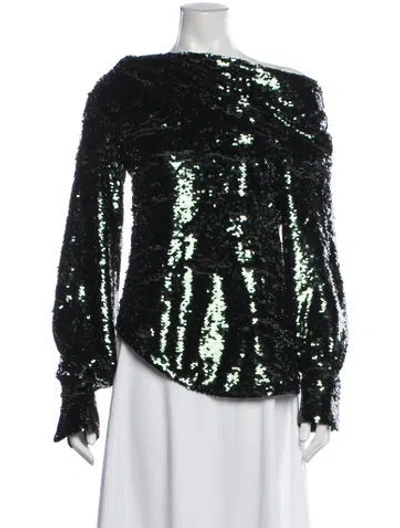 Pre-owned Simkhai Off-the-shoulder Long Sleeve Top In Black/green