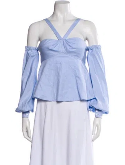 Pre-owned Simkhai Off-the-shoulder Long Sleeve Top In Blue