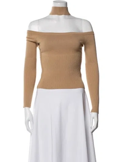 Pre-owned Simkhai Off-the-shoulder Long Sleeve Top In Brown