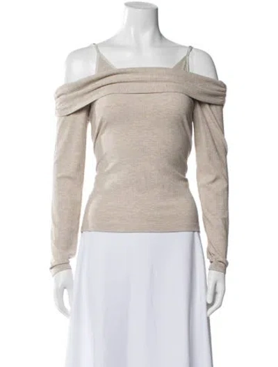 Pre-owned Simkhai Off-the-shoulder Long Sleeve Top In Neutral