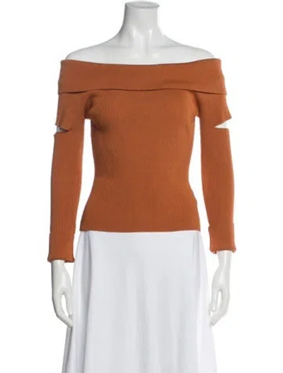 Pre-owned Simkhai Off-the-shoulder Long Sleeve Top In Orange