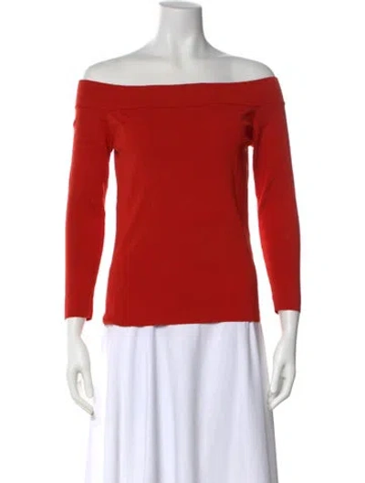 Pre-owned Simkhai Off-the-shoulder Long Sleeve Top In Orange