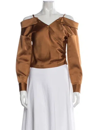 Pre-owned Simkhai Off-the-shoulder Long Sleeve Top In Orange
