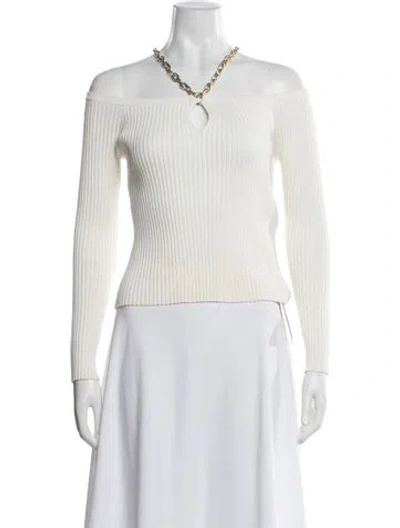 Pre-owned Simkhai Off-the-shoulder Long Sleeve Top In White