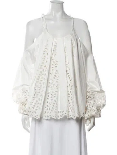 Pre-owned Simkhai Off-the-shoulder Long Sleeve Top In White