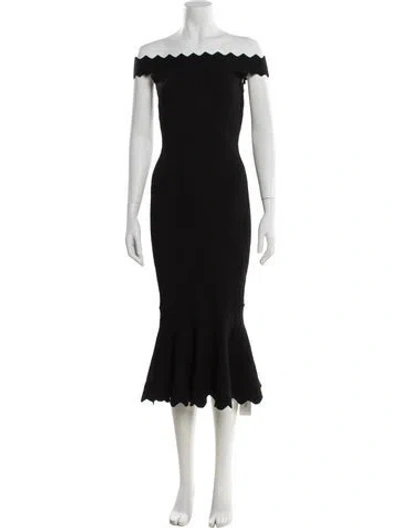 Pre-owned Simkhai Off-the-shoulder Midi Length Dress In Black