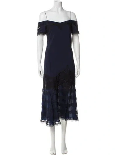 Pre-owned Simkhai Off-the-shoulder Midi Length Dress In Blue