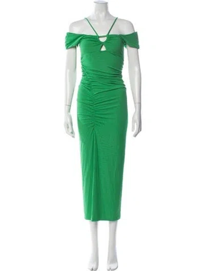 Pre-owned Simkhai Off-the-shoulder Midi Length Dress In Green