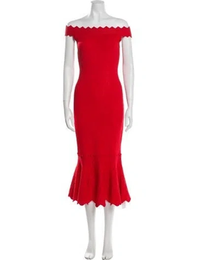Pre-owned Simkhai Off-the-shoulder Midi Length Dress In Red