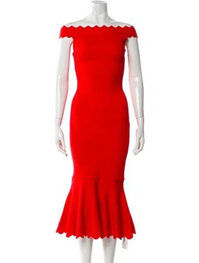Pre-owned Simkhai Off-the-shoulder Midi Length Dress In Red