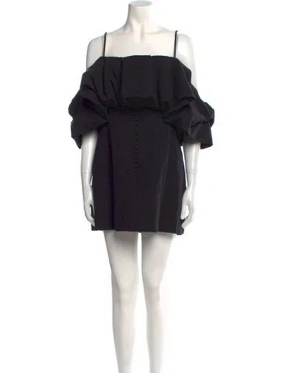 Pre-owned Simkhai Off-the-shoulder Mini Dress In Black