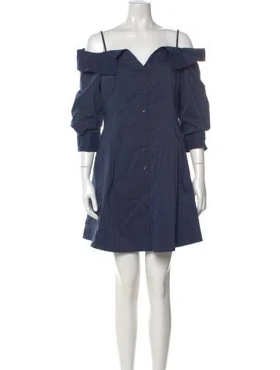 Pre-owned Simkhai Off-the-shoulder Mini Dress In Blue