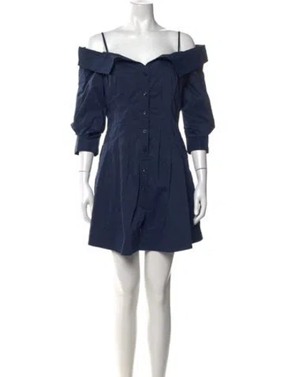 Pre-owned Simkhai Off-the-shoulder Mini Dress In Blue