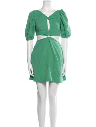 Pre-owned Simkhai Off-the-shoulder Mini Dress In Green