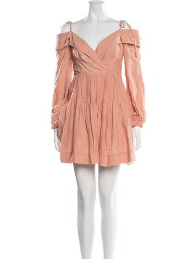 Pre-owned Simkhai Off-the-shoulder Mini Dress In Pink