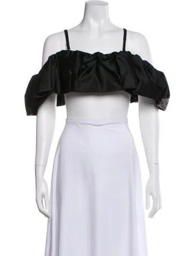 Pre-owned Simkhai Off-the-shoulder Short Sleeve Crop Top In Gray