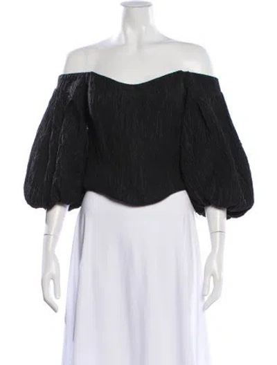 Pre-owned Simkhai Off-the-shoulder Short Sleeve Top In Black