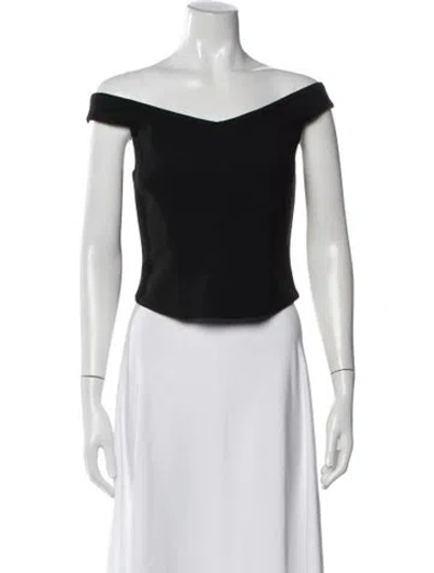 Pre-owned Simkhai Off-the-shoulder Short Sleeve Top In Black