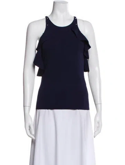Pre-owned Simkhai Off-the-shoulder Short Sleeve T-shirt In Blue