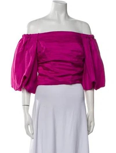 Pre-owned Simkhai Off-the-shoulder Three-quarter Sleeve Crop Top In Purple