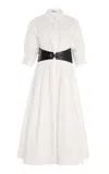 Simkhai Olson Belted Cotton Midi Dress In White