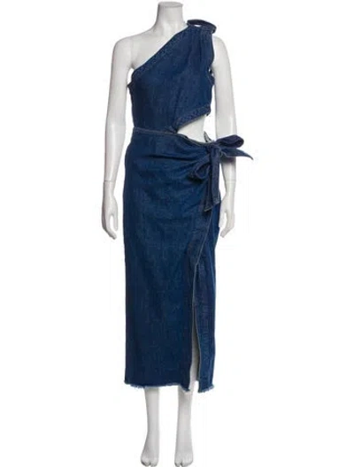 Pre-owned Simkhai One-shoulder Long Dress In Black