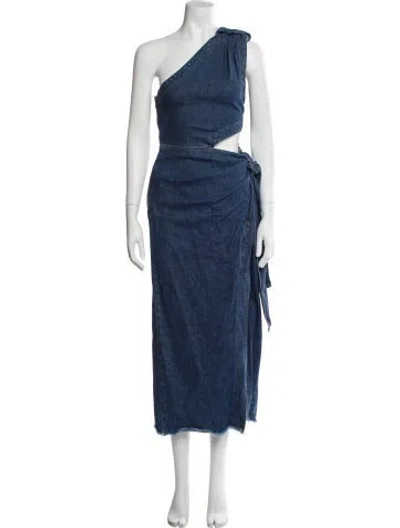 Pre-owned Simkhai One-shoulder Long Dress In Black