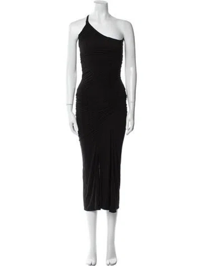 Pre-owned Simkhai One-shoulder Long Dress In Black