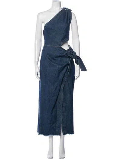 Pre-owned Simkhai One-shoulder Long Dress In Blue