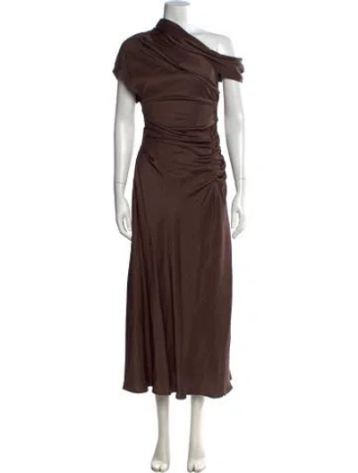 Pre-owned Simkhai One-shoulder Long Dress In Brown