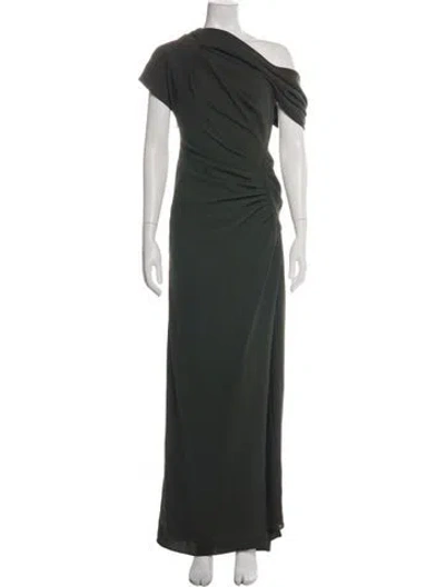 Pre-owned Simkhai One-shoulder Long Dress In Green