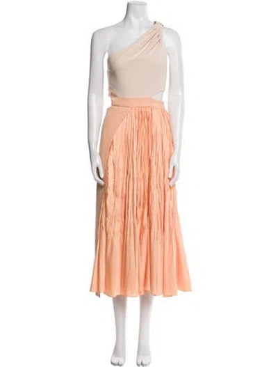 Pre-owned Simkhai One-shoulder Long Dress In Orange