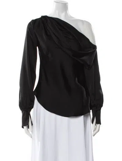 Pre-owned Simkhai One-shoulder Long Sleeve Blouse In Black