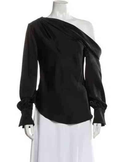 Pre-owned Simkhai One-shoulder Long Sleeve Blouse In Black