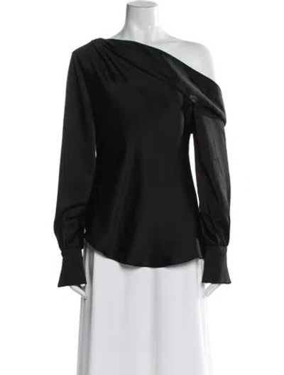 Pre-owned Simkhai One-shoulder Long Sleeve Blouse In Black