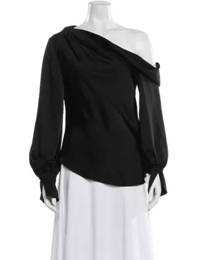 Pre-owned Simkhai One-shoulder Long Sleeve Blouse In Black