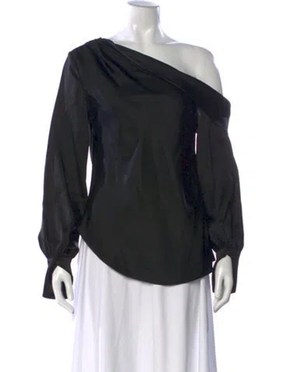 Pre-owned Simkhai One-shoulder Long Sleeve Blouse In Black