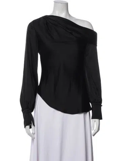 Pre-owned Simkhai One-shoulder Long Sleeve Blouse In Black