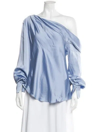 Pre-owned Simkhai One-shoulder Long Sleeve Blouse In Blue