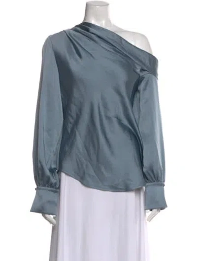 Pre-owned Simkhai One-shoulder Long Sleeve Blouse In Blue