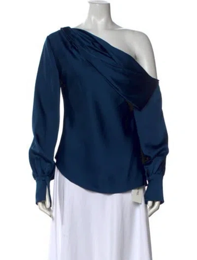 Pre-owned Simkhai One-shoulder Long Sleeve Blouse In Blue