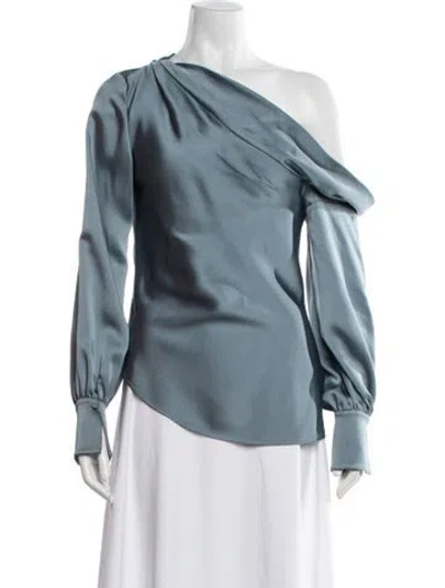 Pre-owned Simkhai One-shoulder Long Sleeve Blouse In Blue