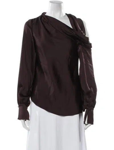 Pre-owned Simkhai One-shoulder Long Sleeve Blouse In Brown