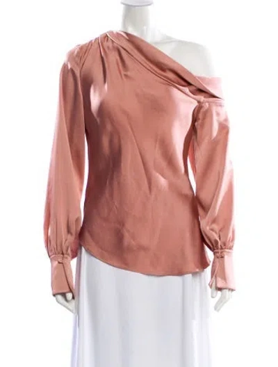 Pre-owned Simkhai One-shoulder Long Sleeve Blouse In Brown