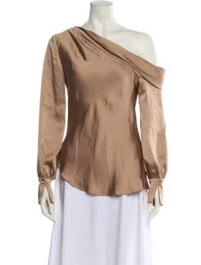 Pre-owned Simkhai One-shoulder Long Sleeve Blouse In Gold