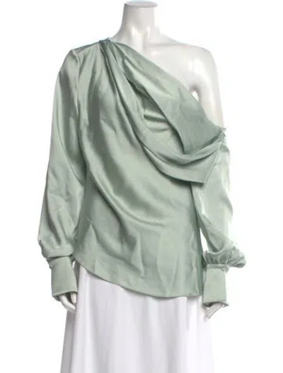 Pre-owned Simkhai One-shoulder Long Sleeve Blouse In Green