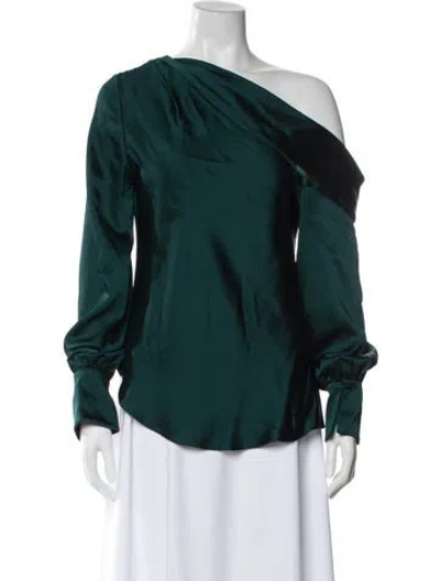 Pre-owned Simkhai One-shoulder Long Sleeve Blouse In Green