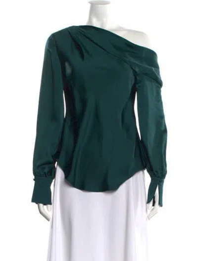 Pre-owned Simkhai One-shoulder Long Sleeve Blouse In Green