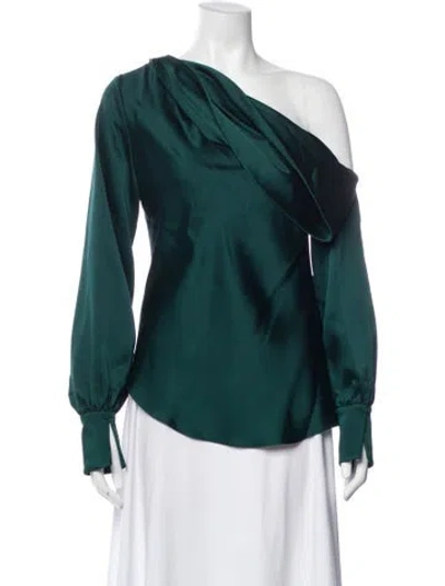 Pre-owned Simkhai One-shoulder Long Sleeve Blouse In Green