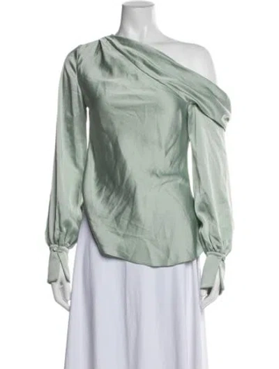 Pre-owned Simkhai One-shoulder Long Sleeve Blouse In Green